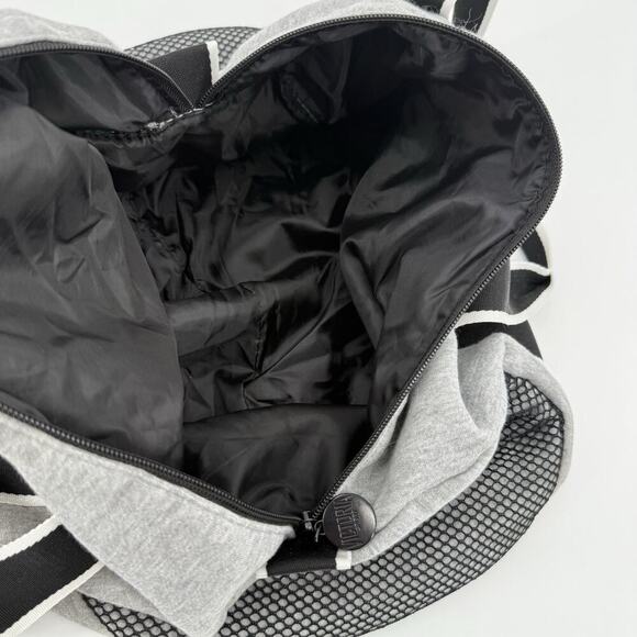 NWT VICTORIA'S SECRET GREY SOFT SPORT FLEECE MEDIUM DUFFLE BAG BLACK MESH SIDES - Picture 7 of 13